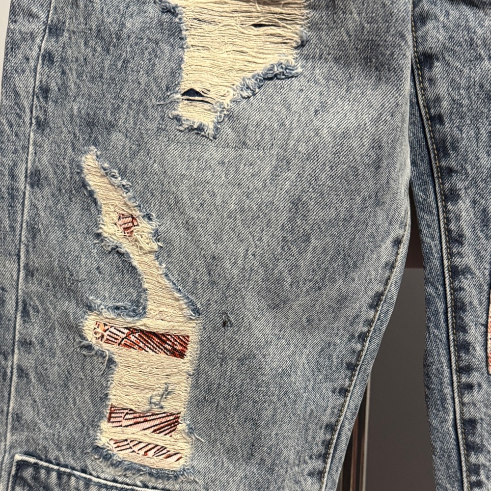 KanCan Patchwork Light Blue Straight Leg Jeans NWT - image 3